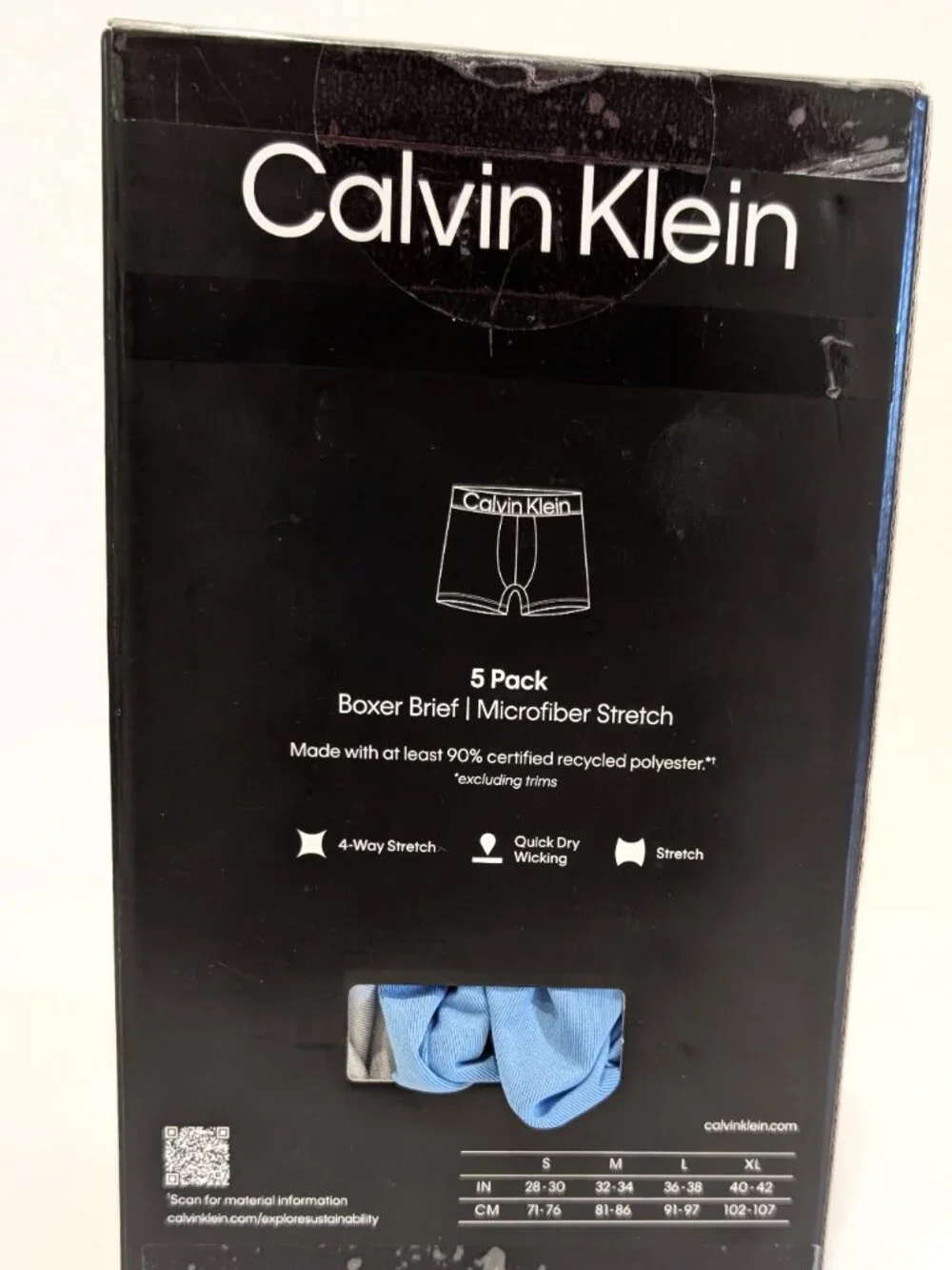 Calvin Klein Men's Microfiber Stretch Boxer Briefs 5-Pack Blue Black Gray L New